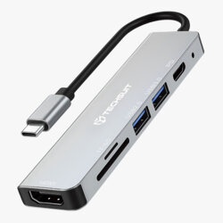 Hub Type-C la 2x USB, Type-C, HDMI 4K, TF/SD, PD87W Techsuit H5