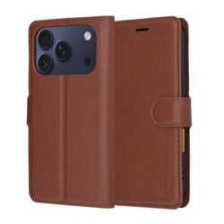 Husa iPhone 17 Pro Techsuit Leather Folio, maro