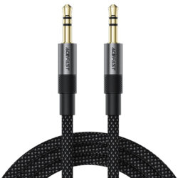 Cablu AUX 2x mini Jack 3.5mm, Acefas J10, negru, 1m