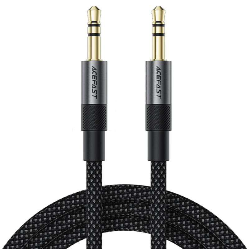Cablu AUX 2x mini Jack 3.5mm, Acefas J10, negru, 1m