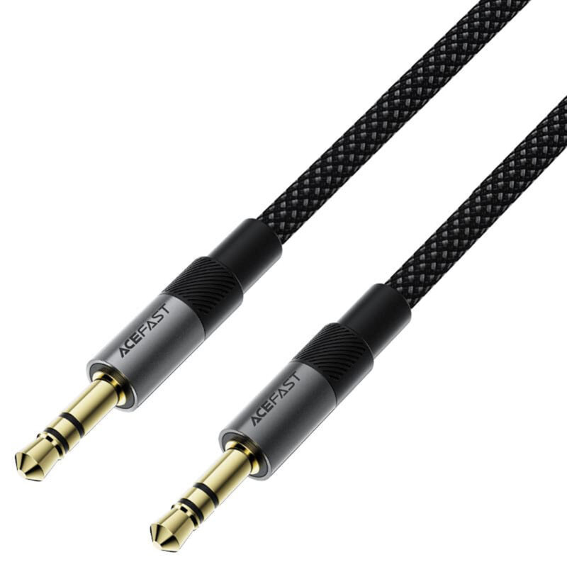 Cablu AUX 2x mini Jack 3.5mm, Acefas J10, negru, 1m