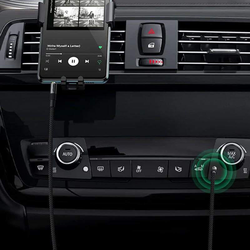 Cablu AUX 2x mini Jack 3.5mm, Acefas J10, negru, 1m