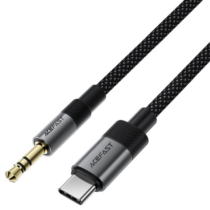 Cablu Mini Jack 3.5mm la Type-C, Acefas J11, negru, 1m