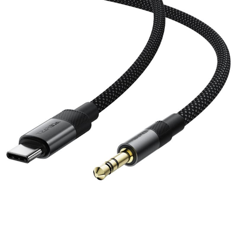 Cablu Mini Jack 3.5mm la Type-C, Acefas J11, negru, 1m