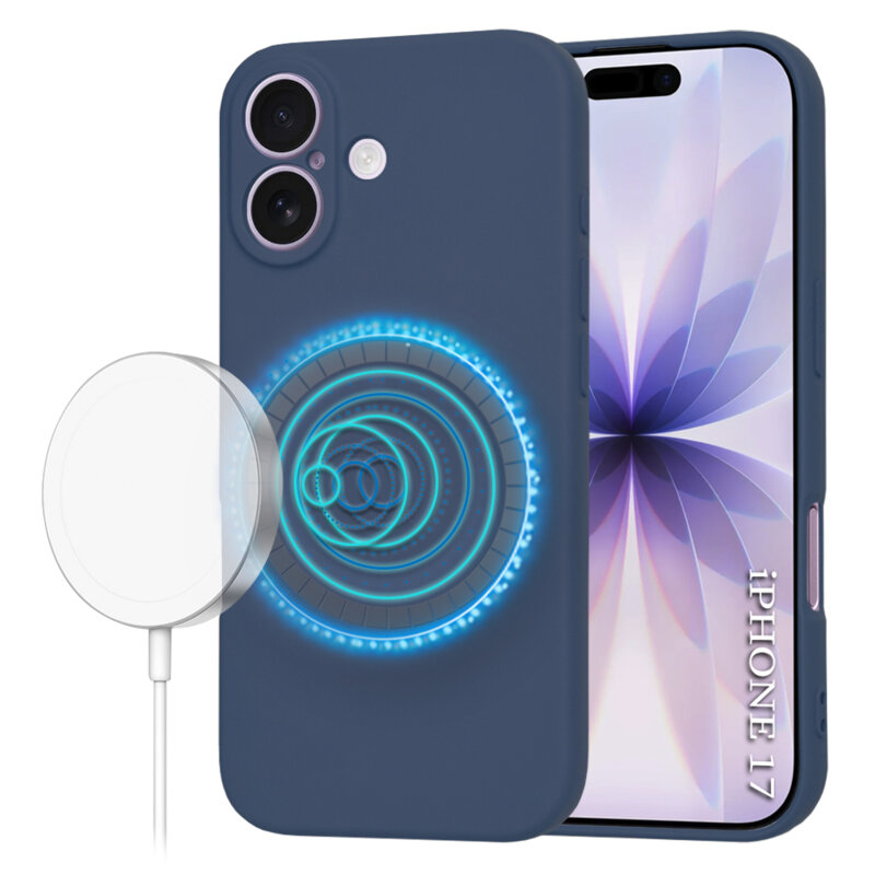 Husa silicon iPhone 17 Techsuit SoftFlex MagSafe, bleumarin