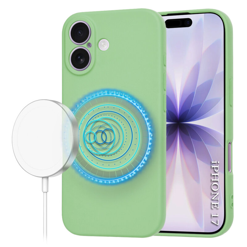Husa silicon iPhone 17 Techsuit SoftFlex MagSafe, verde deschis