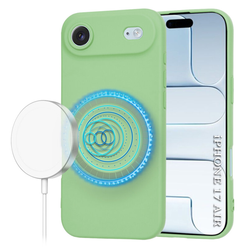 Husa silicon iPhone 17 Air Techsuit SoftFlex MagSafe, verde deschis