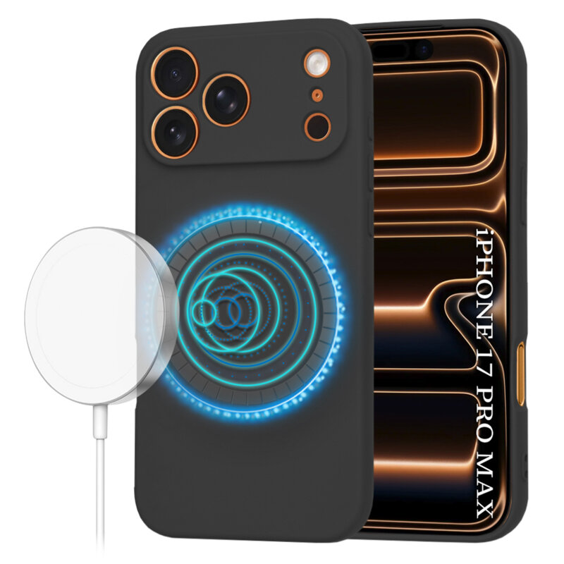 Husa silicon iPhone 17 Pro Max Techsuit SoftFlex MagSafe, negru