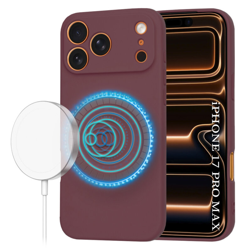 Husa silicon iPhone 17 Pro Max Techsuit SoftFlex MagSafe, bordo