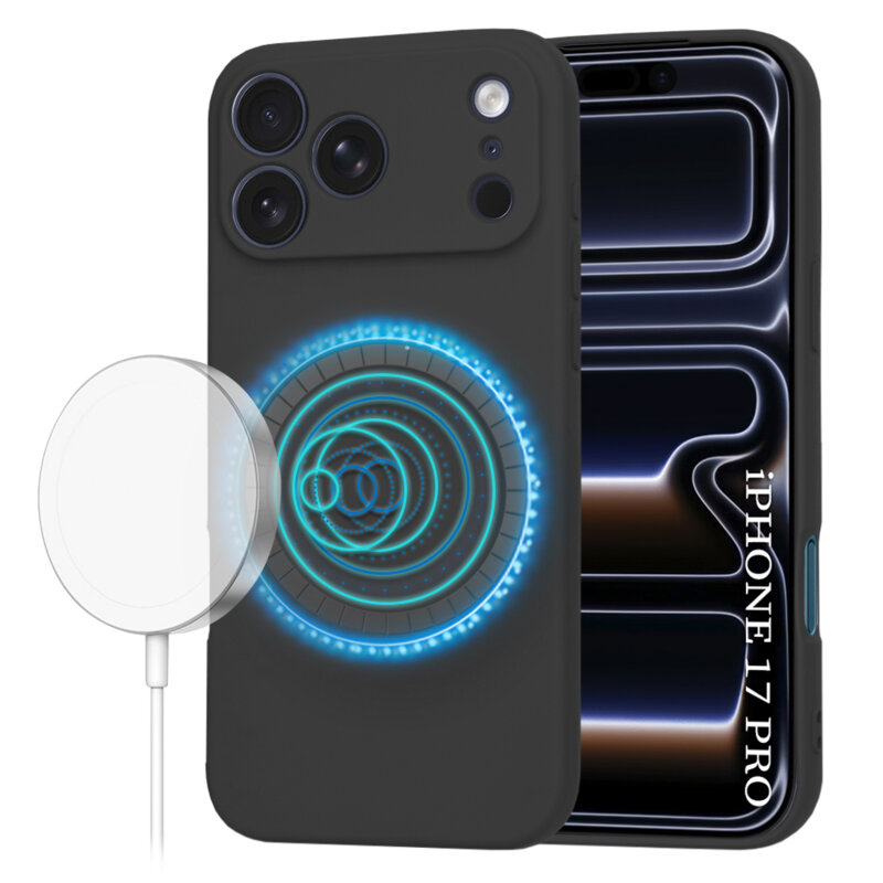 Husa silicon iPhone 17 Pro Techsuit SoftFlex MagSafe, negru