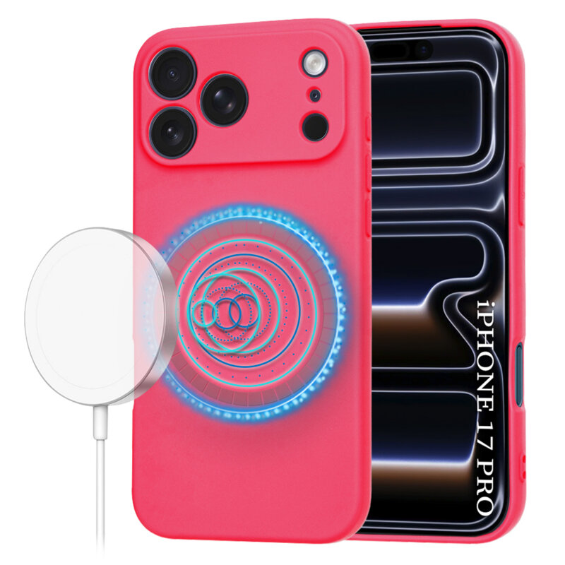 Husa silicon iPhone 17 Pro Techsuit SoftFlex MagSafe, fucsia