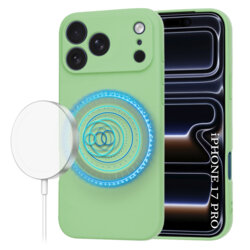 Husa silicon iPhone 17 Pro Techsuit SoftFlex MagSafe, verde deschis