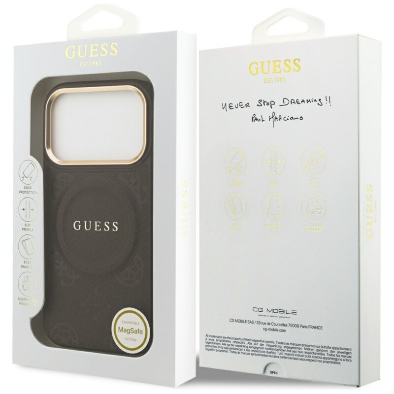 Husa iPhone 17 Pro Guess Peony Hot Stamp MagSafe, maro, GUHMP17LPSAMSECW