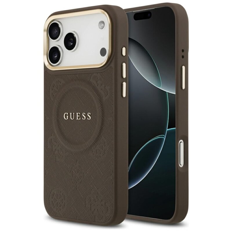 Husa iPhone 17 Pro Max Guess Peony Hot Stamp MagSafe, maro, GUHMP17XPSAMSECW