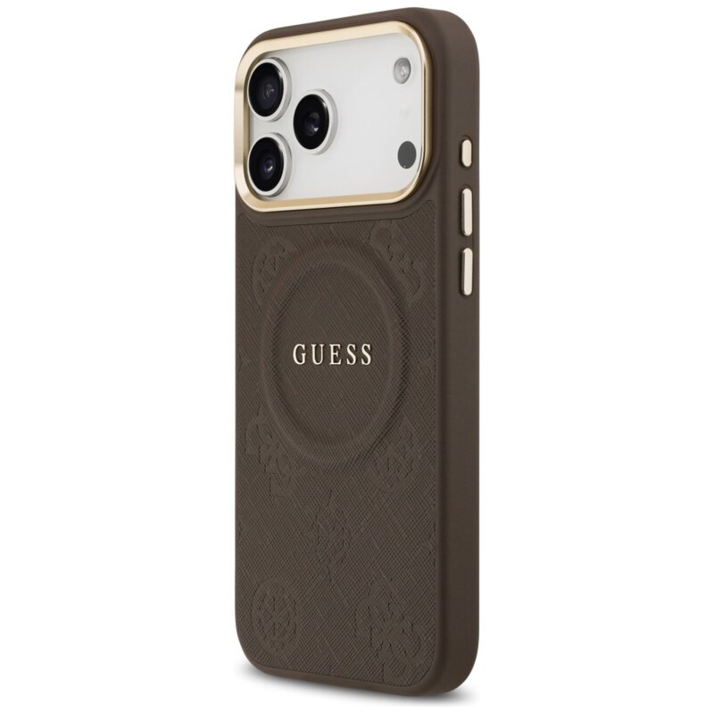 Husa iPhone 17 Pro Max Guess Peony Hot Stamp MagSafe, maro, GUHMP17XPSAMSECW