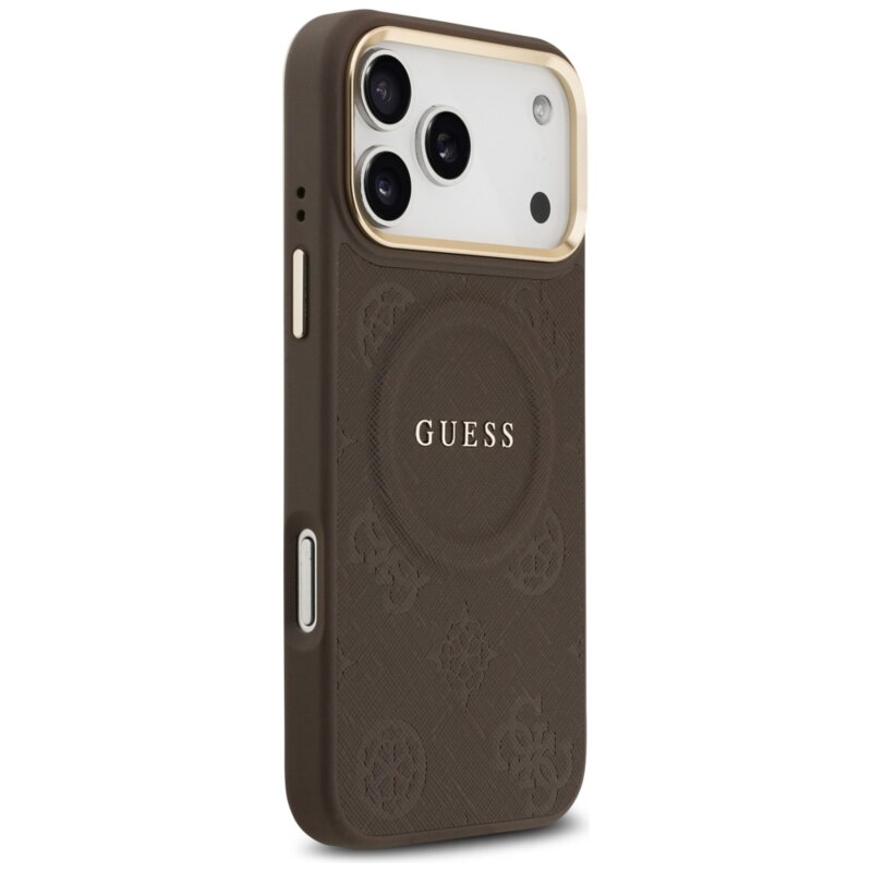 Husa iPhone 17 Pro Max Guess Peony Hot Stamp MagSafe, maro, GUHMP17XPSAMSECW