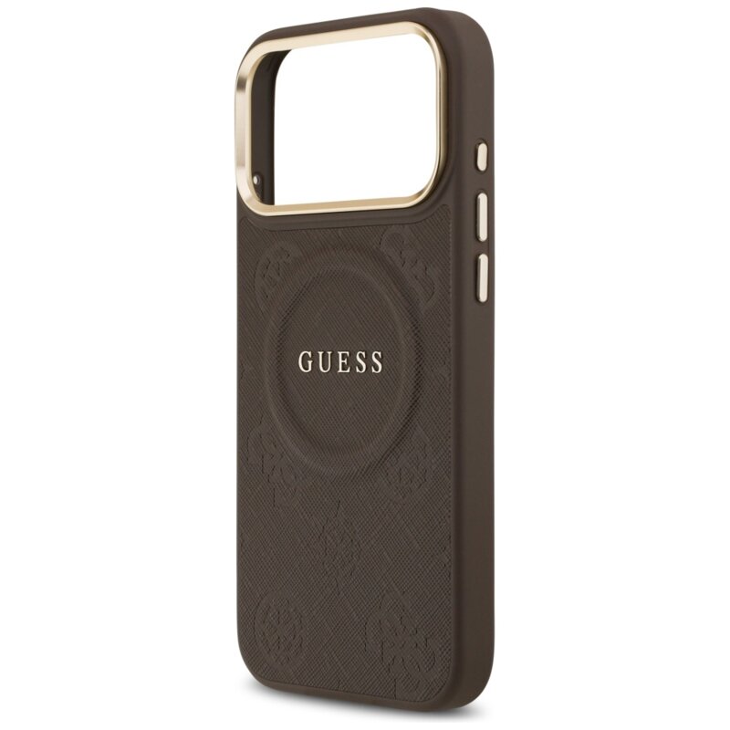 Husa iPhone 17 Pro Max Guess Peony Hot Stamp MagSafe, maro, GUHMP17XPSAMSECW
