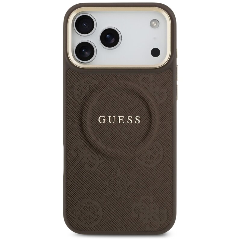 Husa iPhone 17 Pro Max Guess Peony Hot Stamp MagSafe, maro, GUHMP17XPSAMSECW