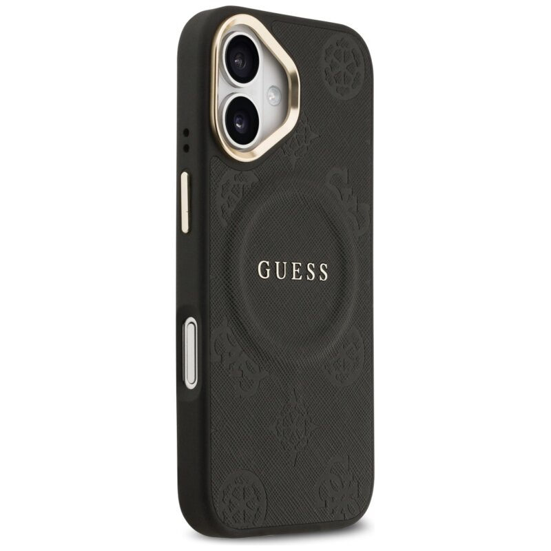 Husa iPhone 17 Guess Peony Hot Stamp MagSafe, negru, GUHMP17SPSAMSECK