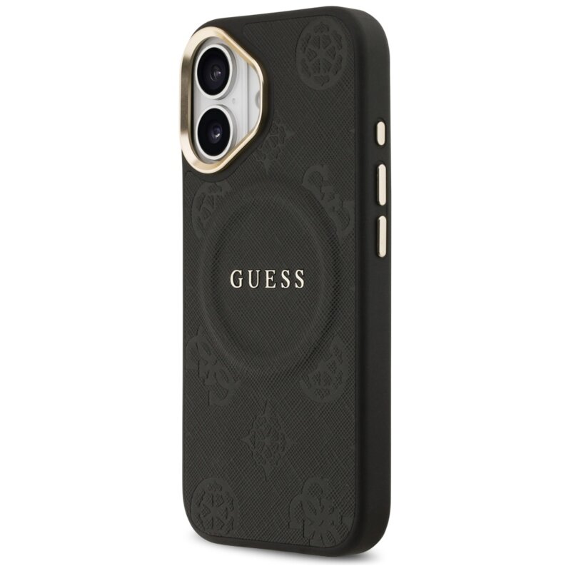 Husa iPhone 17 Guess Peony Hot Stamp MagSafe, negru, GUHMP17SPSAMSECK