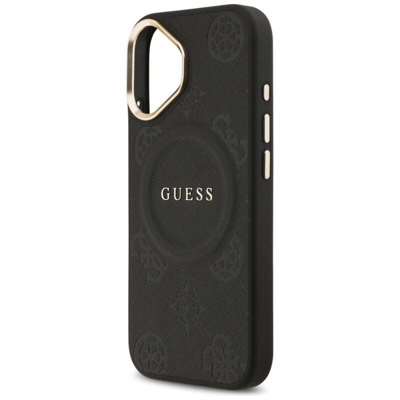 Husa iPhone 17 Guess Peony Hot Stamp MagSafe, negru, GUHMP17SPSAMSECK