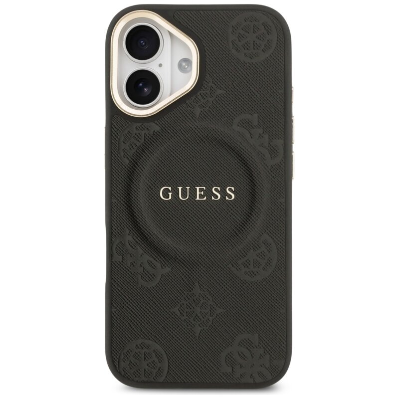 Husa iPhone 17 Guess Peony Hot Stamp MagSafe, negru, GUHMP17SPSAMSECK