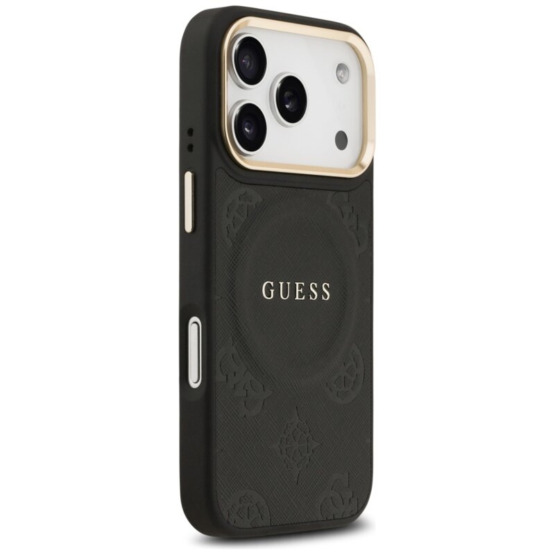 Husa iPhone 17 Pro Guess Peony Hot Stamp MagSafe, negru, GUHMP17LPSAMSECK
