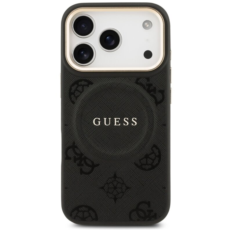 Husa iPhone 17 Pro Guess Peony Hot Stamp MagSafe, negru, GUHMP17LPSAMSECK
