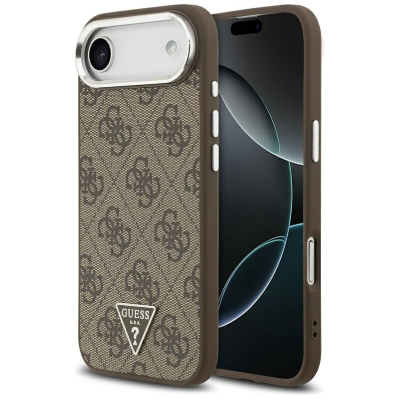 Husa originala Guess iPhone 17 Air Hardcase 4G Triangle Logo MagSafe, maro, GUHMP17MP4TSRCMW
