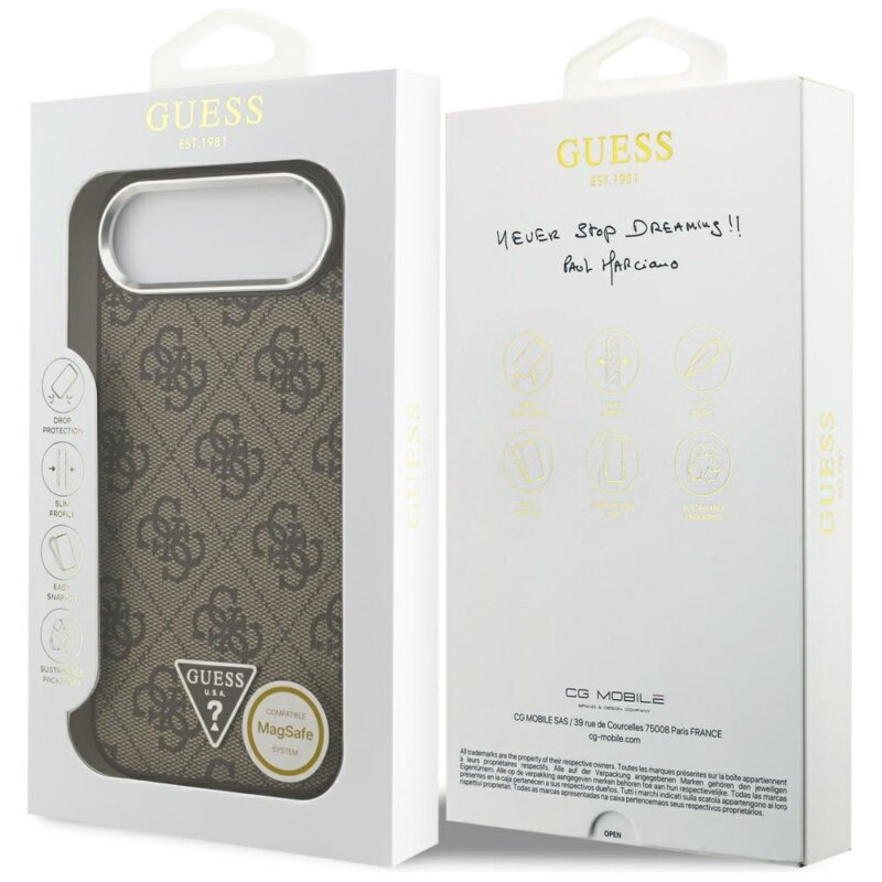 Husa originala Guess iPhone 17 Air Hardcase 4G Triangle Logo MagSafe, maro, GUHMP17MP4TSRCMW