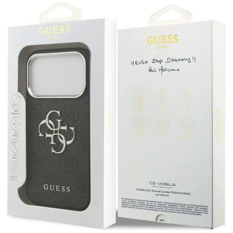 Husa originala Guess iPhone 17 Pro Max Hardcase Big 4G Classic Logo, negru, GUHCP17XP4G4SMCK