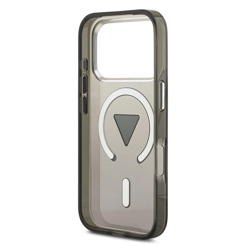 Husa iPhone 17 Pro originala Guess IML Gradient Triangle Logo MagSafe, negru, GUHMP17LHGTMLCGK