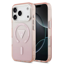 Husa iPhone 17 Pro originala Guess IML Gradient Triangle Logo MagSafe, roz, GUHMP17LHGTMLCGP