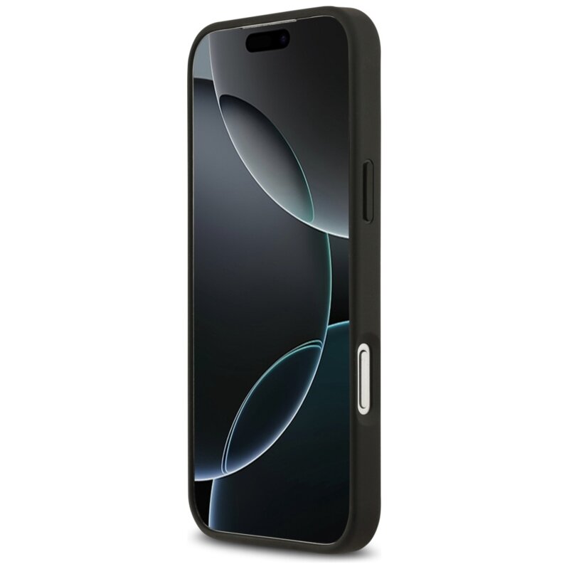 Husa iPhone 17 Pro Max Guess Grained Flowers MagSafe, negru, GUHMP17XPGNMPLMK