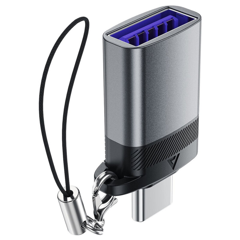 Adaptor OTG USB la tip C, 10Gbps Fast Charge, Acefast, J7, gri