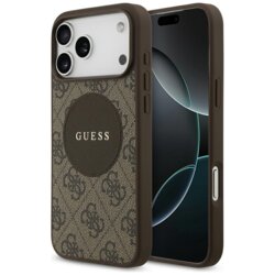 Husa iPhone 17 Pro Max Guess 4G Circle Classic Logo MagSafe, maro, GUHMP17XP4PGRSGW
