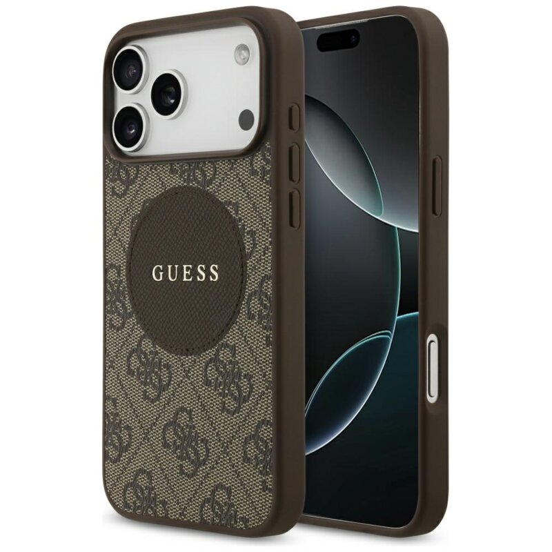 Husa iPhone 17 Pro Max Guess 4G Circle Classic Logo MagSafe, maro, GUHMP17XP4PGRSGW