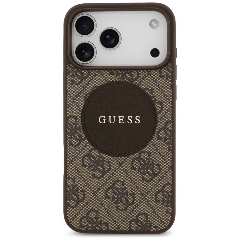Husa iPhone 17 Pro Max Guess 4G Circle Classic Logo MagSafe, maro, GUHMP17XP4PGRSGW