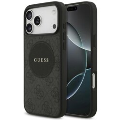Husa iPhone 17 Pro Max Guess 4G Circle Classic Logo MagSafe, negru, GUHMP17XP4PGRSGK