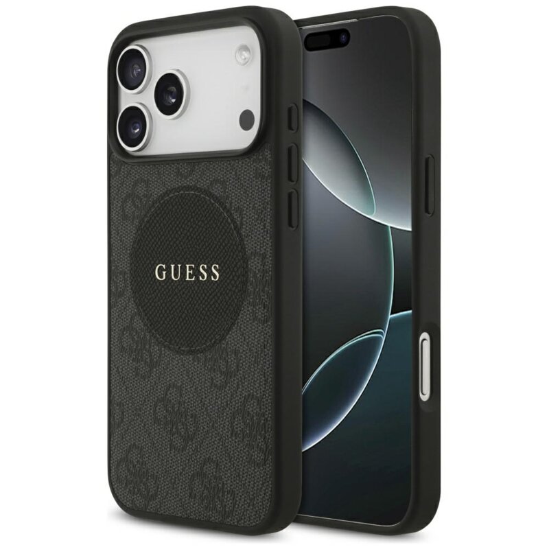 Husa iPhone 17 Pro Max Guess 4G Circle Classic Logo MagSafe, negru, GUHMP17XP4PGRSGK