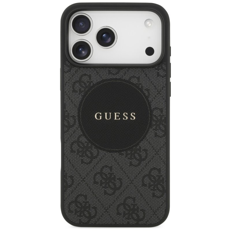 Husa iPhone 17 Pro Max Guess 4G Circle Classic Logo MagSafe, negru, GUHMP17XP4PGRSGK