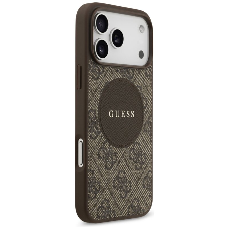 Husa iPhone 17 Pro Guess 4G Circle Classic Logo MagSafe, maro, GUHMP17LP4PGRSGW