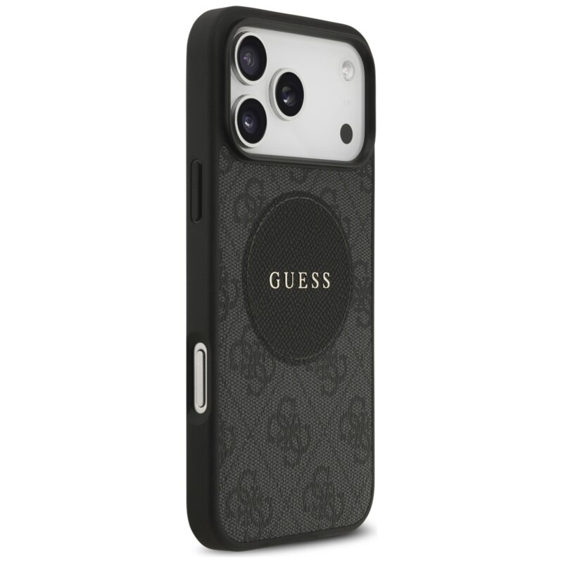 Husa iPhone 17 Pro Guess 4G Circle Classic Logo MagSafe, negru, GUHMP17LP4PGRSGK