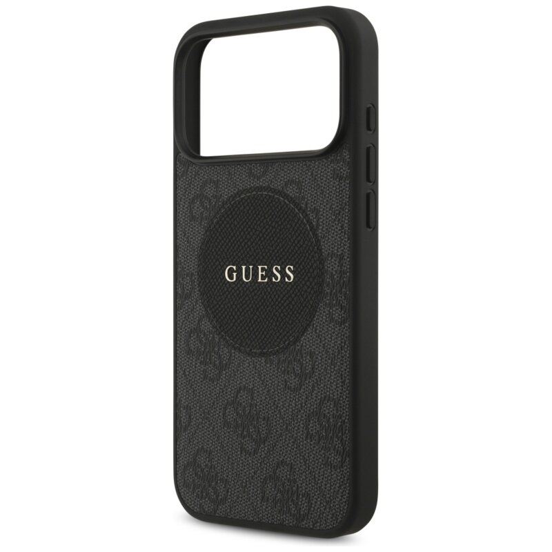 Husa iPhone 17 Pro Guess 4G Circle Classic Logo MagSafe, negru, GUHMP17LP4PGRSGK