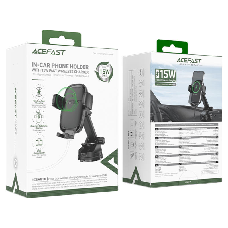 Suport auto cu incarcare wireless pentru bord Acefast, D49