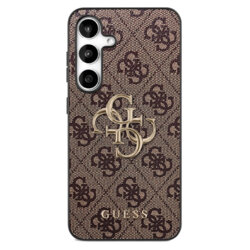 Husa originala Guess Samsung Galaxy S25 FE Leather 4G Metal Logo, maro, GUHCS25FE4GMGBR