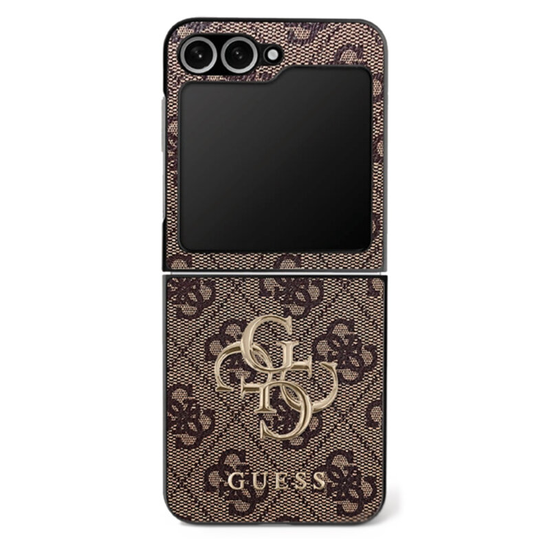 Husa Samsung Galaxy Z Flip7 Guess Leather 4G Metal Logo, maro, GUHCZF74GMGBR