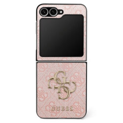 Husa Samsung Galaxy Z Flip7 Guess Leather 4G Metal Logo, roz, GUHCZF74GMGPI