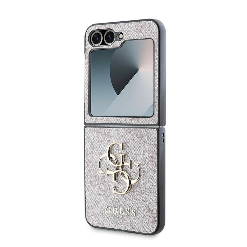 Husa Samsung Galaxy Z Flip7 Guess Leather 4G Metal Logo, roz, GUHCZF74GMGPI