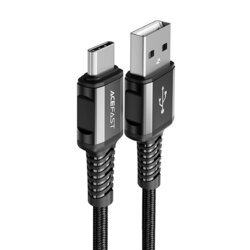 Cablu incarcare USB la tip C, 3A Acefast, C1-04, negru, 1.2m
